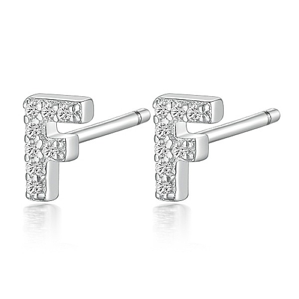 PandaHall Rhodium Plated 925 Sterling Silver Initial Letter Stud Earrings, with Cubic Zirconia, Platinum, Letter F, 5x5mm Sterling Silver..., Clear
PandaHall Rhodium Plated 925 Sterling Silver Initial Letter Stud Earrings, with Cubic Zirconia, Platinum, Letter F, 5x5mm Sterling Silver..., Clear