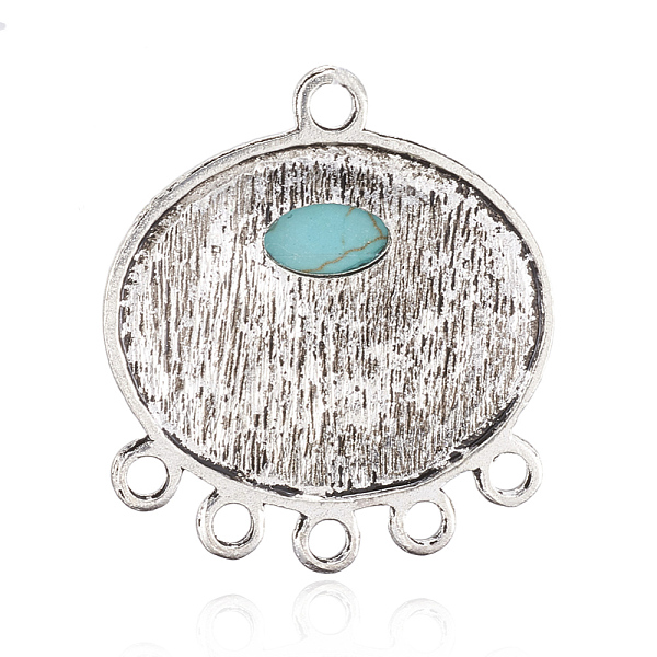 PandaHall Alloy Links, Chandelier Components, Oval with Synthetic Turquoise, Antique Silver, Turquoise, 37x34x7.5mm, Hole: 3mm Synthetic..., Green
PandaHall Alloy Links, Chandelier Components, Oval with Synthetic Turquoise, Antique Silver, Turquoise, 37x34x7.5mm, Hole: 3mm Synthetic..., Green