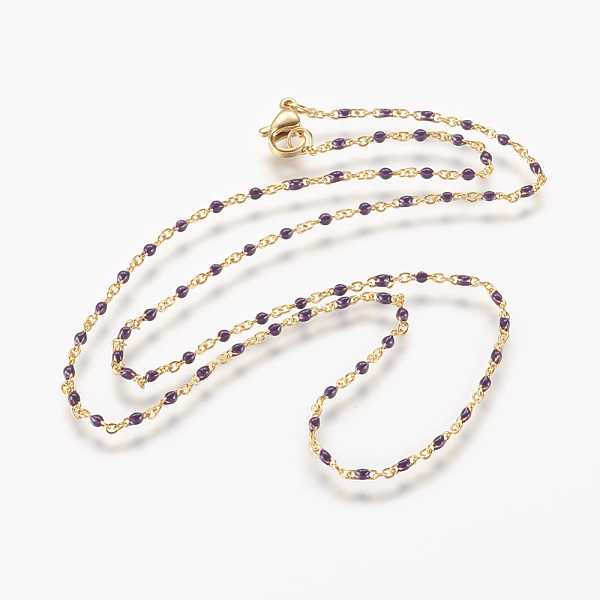 PandaHall Ion Plating(IP) 304 Stainless Steel Chain Necklaces, with Enamel, Golden, Purple, 17.51 inch~17.91 inch(44.5cm~45.5cm), 2mm 304...
PandaHall Ion Plating(IP) 304 Stainless Steel Chain Necklaces, with Enamel, Golden, Purple, 17.51 inch~17.91 inch(44.5cm~45.5cm), 2mm 304...