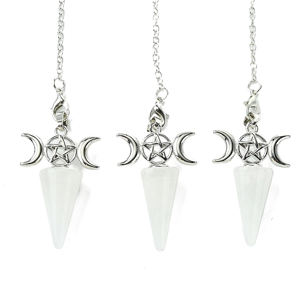 PandaHall Natural Quartz Crystal Cone Dowsing Pendulum Big Pendants, with Triple Moon Rack Plating Platinum Plated Brass Findings, Cadmium...
PandaHall Natural Quartz Crystal Cone Dowsing Pendulum Big Pendants, with Triple Moon Rack Plating Platinum Plated Brass Findings, Cadmium...