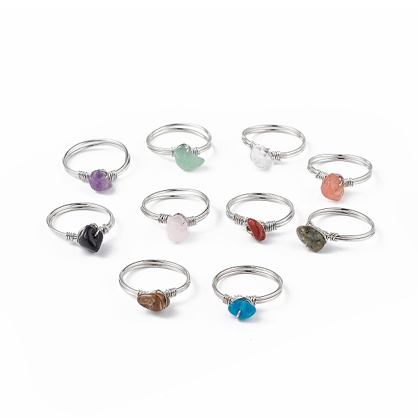 PandaHall Natural Mixed Gemstone Chips Finger Ring, Platinum Brass Wire Wrap Jewelry for Women, Inner Diameter: 18mm Mixed Stone
PandaHall Natural Mixed Gemstone Chips Finger Ring, Platinum Brass Wire Wrap Jewelry for Women, Inner Diameter: 18mm Mixed Stone