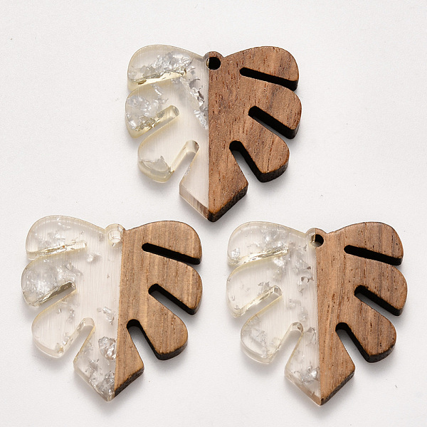 PandaHall Transparent Resin & Walnut Wood Pendants, Tropical Leaf Charms, with Silver Foil, Waxed, Monstera Leaf, Silver, 30x28x3.5mm, Hole...
PandaHall Transparent Resin & Walnut Wood Pendants, Tropical Leaf Charms, with Silver Foil, Waxed, Monstera Leaf, Silver, 30x28x3.5mm, Hole...