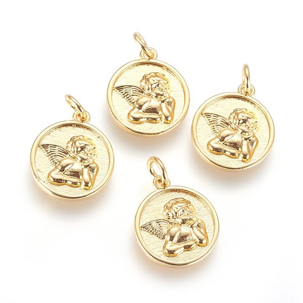PandaHall Brass Charms, with Jump Ring, Flat Round with Angel, Golden, 15x13x2mm, Hole: 3mm Brass Flat Round
PandaHall Brass Charms, with Jump Ring, Flat Round with Angel, Golden, 15x13x2mm, Hole: 3mm Brass Flat Round