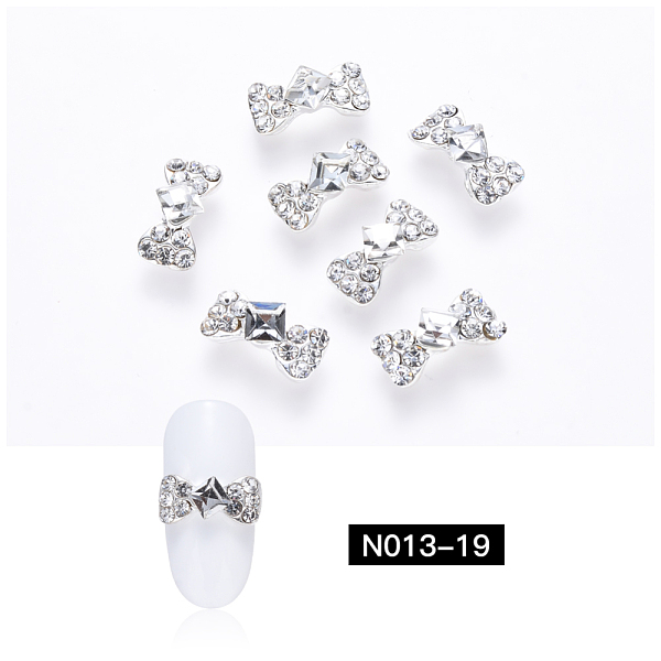 PandaHall K9 Glass Rhinestone Cabochons, with Platinum Plated Alloy Tray Settings, Nail Art Decoration Accessories, Bowknot, Crystal..., Clear
PandaHall K9 Glass Rhinestone Cabochons, with Platinum Plated Alloy Tray Settings, Nail Art Decoration Accessories, Bowknot, Crystal..., Clear