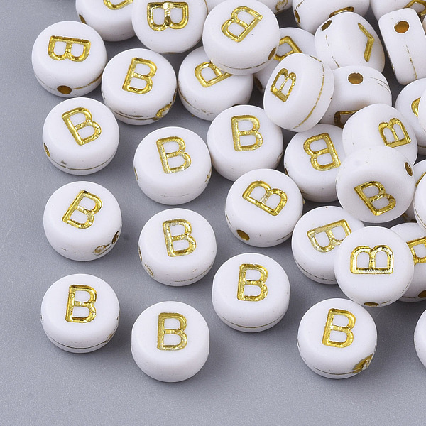 PandaHall Plating Acrylic Beads, Golden Metal Enlaced, Horizontal Hole, Flat Round with Alphabet, White, Letter.B, 7x3.5mm, Hole: 1.2mm...
PandaHall Plating Acrylic Beads, Golden Metal Enlaced, Horizontal Hole, Flat Round with Alphabet, White, Letter.B, 7x3.5mm, Hole: 1.2mm...