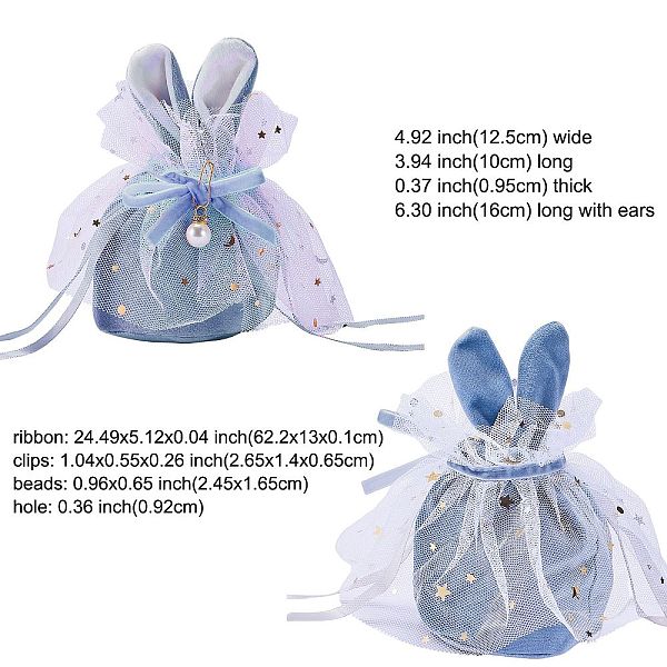 PandaHall Velvet Jewelry Drawstring Gift Bags, Rabbit Ear Bags, with Plastic Pearl Beads & Ribbons, Wedding Favor Candy Bags, Cadet Blue...
PandaHall Velvet Jewelry Drawstring Gift Bags, Rabbit Ear Bags, with Plastic Pearl Beads & Ribbons, Wedding Favor Candy Bags, Cadet Blue...