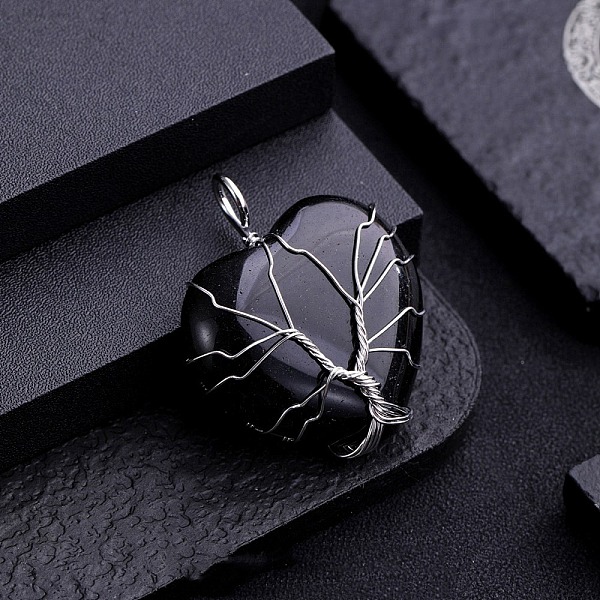 PandaHall Natural Obsidian Pendants, with Brass Wire Wrapped, Heart, 30mm Obsidian Heart
PandaHall Natural Obsidian Pendants, with Brass Wire Wrapped, Heart, 30mm Obsidian Heart