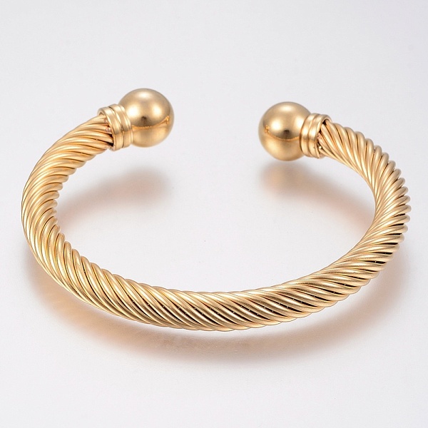 PandaHall 304 Stainless Steel Cuff Bangles Torque Bangles, Golden, 48x60mm(1-3/4 inchx2-3/8 inch) 304 Stainless Steel
PandaHall 304 Stainless Steel Cuff Bangles Torque Bangles, Golden, 48x60mm(1-3/4 inchx2-3/8 inch) 304 Stainless Steel