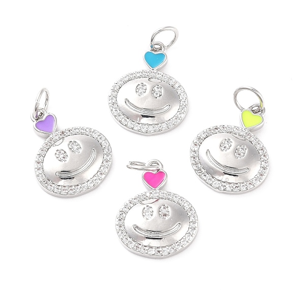 PandaHall Brass Micro Pave Clear Cubic Zirconia Pendants, with Enamel, Cadmium Free & Lead Free, Flat Round with Smiling Face, Platinum...
PandaHall Brass Micro Pave Clear Cubic Zirconia Pendants, with Enamel, Cadmium Free & Lead Free, Flat Round with Smiling Face, Platinum...