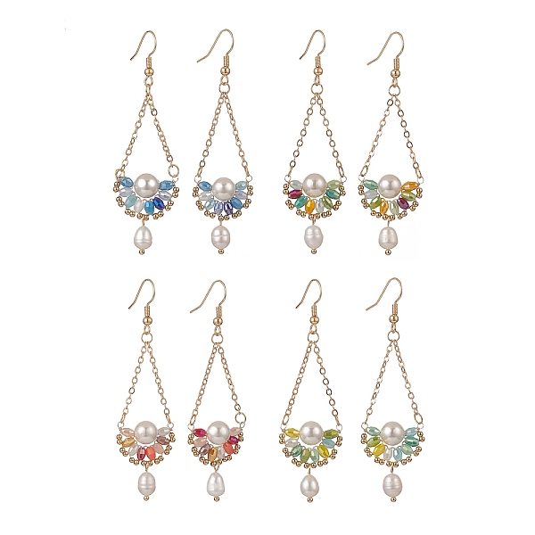 PandaHall 4 Pair 4 Color Natural Pearl & Glass Teardrop with Flower Dangle Earrings, Golden Brass Jewelry for Women, Mixed Color, 74mm, Pin..., Multicolor
PandaHall 4 Pair 4 Color Natural Pearl & Glass Teardrop with Flower Dangle Earrings, Golden Brass Jewelry for Women, Mixed Color, 74mm, Pin..., Multicolor