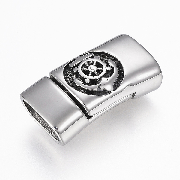 PandaHall 304 Stainless Steel Magnetic Clasps with Glue-in Ends, Rectangle with Anchor & Helm, Antique Silver, 30x15.5x9mm, Hole: 7x12mm 304...
PandaHall 304 Stainless Steel Magnetic Clasps with Glue-in Ends, Rectangle with Anchor & Helm, Antique Silver, 30x15.5x9mm, Hole: 7x12mm 304...