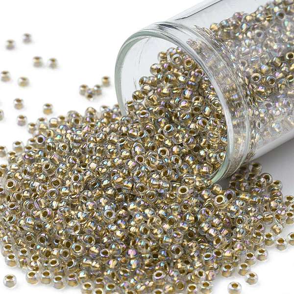 PandaHall TOHO Round Seed Beads, Japanese Seed Beads, (994) Gilt Lined AB Crystal, 11/0, 2.2mm, Hole: 0.8mm, about 1110pcs/10g Glass Brown
PandaHall TOHO Round Seed Beads, Japanese Seed Beads, (994) Gilt Lined AB Crystal, 11/0, 2.2mm, Hole: 0.8mm, about 1110pcs/10g Glass Brown
