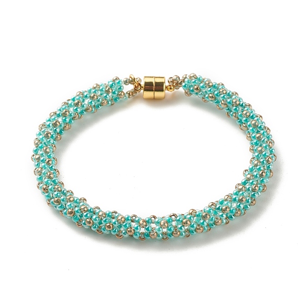 PandaHall Glass Seed Beaded Bracelet with Brass Magnetic Clasps, Braided Bracelet for Women, Turquoise, 7-1/2 inch(19cm) Glass Green
PandaHall Glass Seed Beaded Bracelet with Brass Magnetic Clasps, Braided Bracelet for Women, Turquoise, 7-1/2 inch(19cm) Glass Green