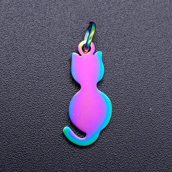 PandaHall Ion Plating(IP) 201 Stainless Steel Kitten Pendants, with Jump Rings, Cat Silhouette Shape, Rainbow Color, 17x8x1mm, Jump Ring...
PandaHall Ion Plating(IP) 201 Stainless Steel Kitten Pendants, with Jump Rings, Cat Silhouette Shape, Rainbow Color, 17x8x1mm, Jump Ring...
