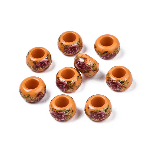 PandaHall Flower Printed Opaque Acrylic Rondelle Beads, Large Hole Beads, Dark Orange, 15x9mm, Hole: 7mm Acrylic Rondelle
PandaHall Flower Printed Opaque Acrylic Rondelle Beads, Large Hole Beads, Dark Orange, 15x9mm, Hole: 7mm Acrylic Rondelle