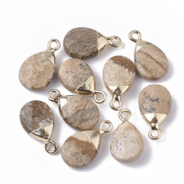 PandaHall Natural Picture Jasper Pendants, with Top Golden Plated Iron Loops, Teardrop, Faceted, 17~19x10x5mm, Hole: 1.8mm Picture Jasper...
PandaHall Natural Picture Jasper Pendants, with Top Golden Plated Iron Loops, Teardrop, Faceted, 17~19x10x5mm, Hole: 1.8mm Picture Jasper...