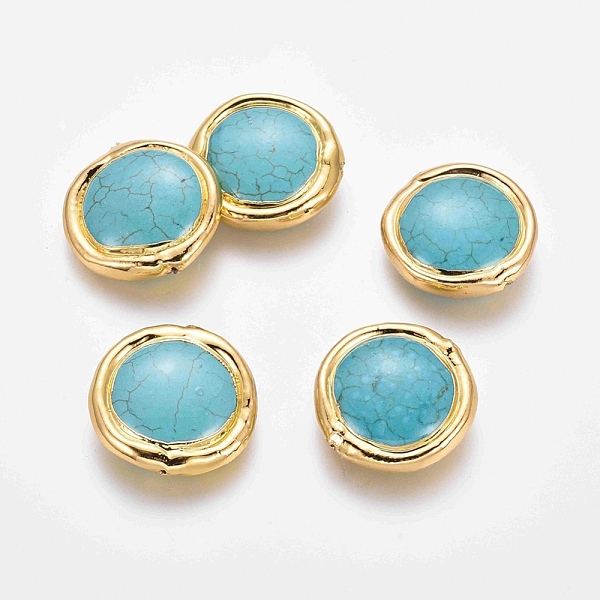 PandaHall Synthetic Turquoise Beads, with Brass Findings, Flat Round, Dyed, Golden, 20~24x20~21x6mm, Hole: 0.8mm Synthetic Turquoise Flat..., Green
PandaHall Synthetic Turquoise Beads, with Brass Findings, Flat Round, Dyed, Golden, 20~24x20~21x6mm, Hole: 0.8mm Synthetic Turquoise Flat..., Green