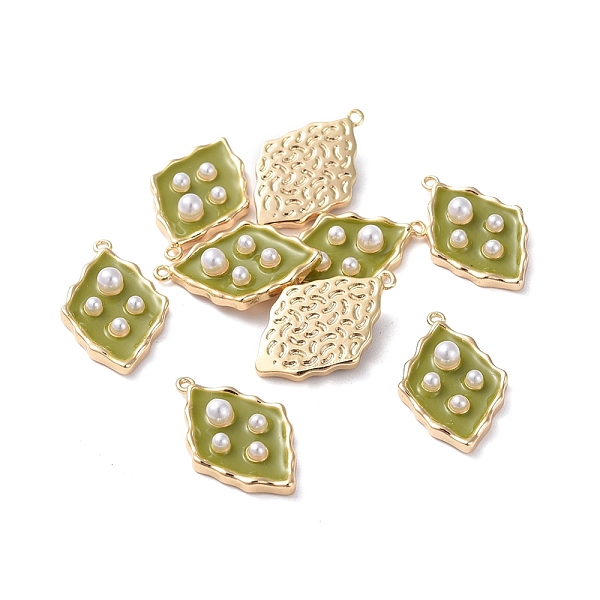 PandaHall Enamel Pendants, with Brass Findings and Acrylic Pearl, Real 18K Gold Plated, Rhombus, Olive, 19.5x12.3x4mm, Hole: 1mm..., Green
PandaHall Enamel Pendants, with Brass Findings and Acrylic Pearl, Real 18K Gold Plated, Rhombus, Olive, 19.5x12.3x4mm, Hole: 1mm..., Green