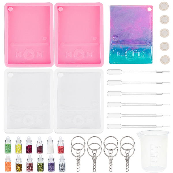 PandaHall Olycraft DIY Mp3 Player Shape Keychai Making Kits, Including Silicone Molds, Iron Split Key Rings, Nail Art Glitter Powder..., Multicolor
PandaHall Olycraft DIY Mp3 Player Shape Keychai Making Kits, Including Silicone Molds, Iron Split Key Rings, Nail Art Glitter Powder..., Multicolor