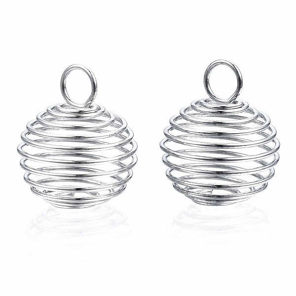 PandaHall Iron Wire Pendants, Spiral Bead Cage Pendants, Round, Platinum, 28~30x24~25mm, Hole: 6mm Iron Round
PandaHall Iron Wire Pendants, Spiral Bead Cage Pendants, Round, Platinum, 28~30x24~25mm, Hole: 6mm Iron Round