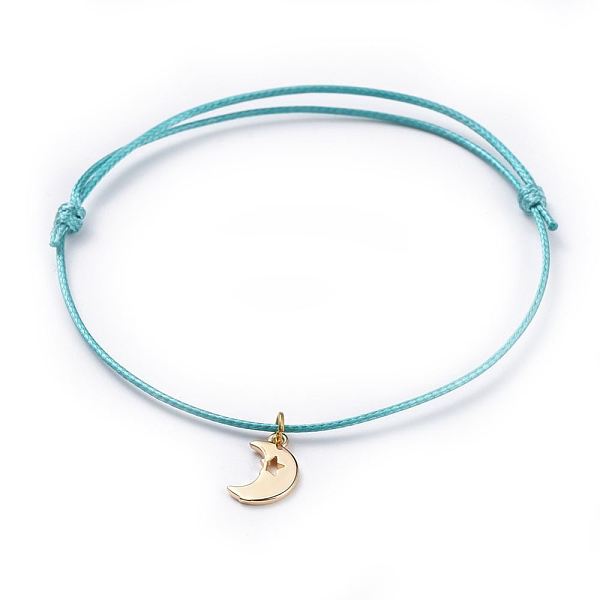 PandaHall Cord Bracelets, with Eco-Friendly Korean Waxed Polyester Cord and Brass Charms, Moon, Golden, Mixed Color, 2-1/2 inch~3-3/8 inch..., Multicolor
PandaHall Cord Bracelets, with Eco-Friendly Korean Waxed Polyester Cord and Brass Charms, Moon, Golden, Mixed Color, 2-1/2 inch~3-3/8 inch..., Multicolor