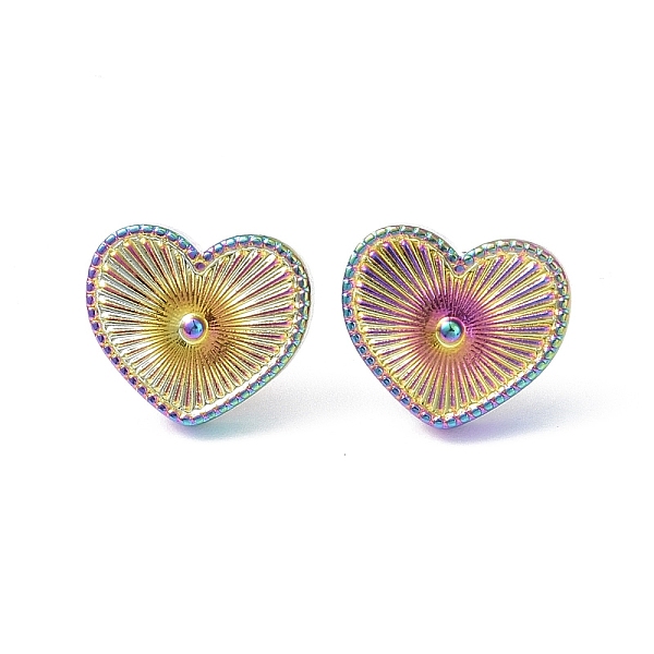 PandaHall Ion Plating(IP) 304 Stainless Steel Stud Earring for Women, Heart, Rainbow Color, 13x15mm, Pin: 0.8mm 304 Stainless Steel Heart
PandaHall Ion Plating(IP) 304 Stainless Steel Stud Earring for Women, Heart, Rainbow Color, 13x15mm, Pin: 0.8mm 304 Stainless Steel Heart