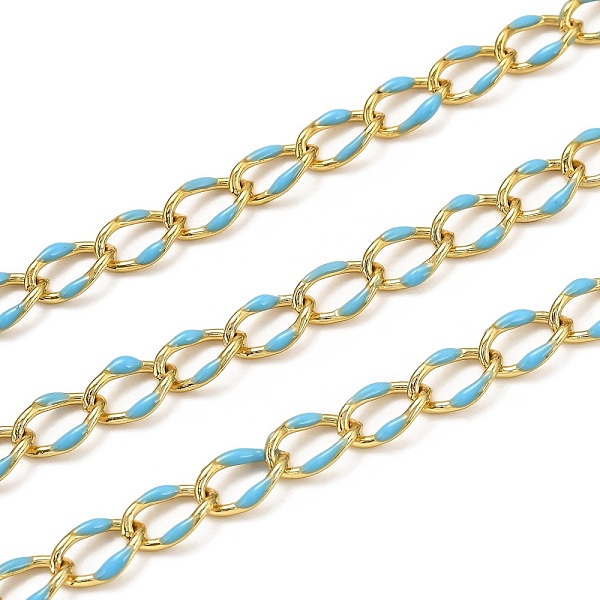 PandaHall Brass Curb Chains, with Enamel, Spool, Long-Lasting Plated, Soldered, Golden, Deep Sky Blue, Link: 10.3x7x1.25mm Brass+Enamel
PandaHall Brass Curb Chains, with Enamel, Spool, Long-Lasting Plated, Soldered, Golden, Deep Sky Blue, Link: 10.3x7x1.25mm Brass+Enamel