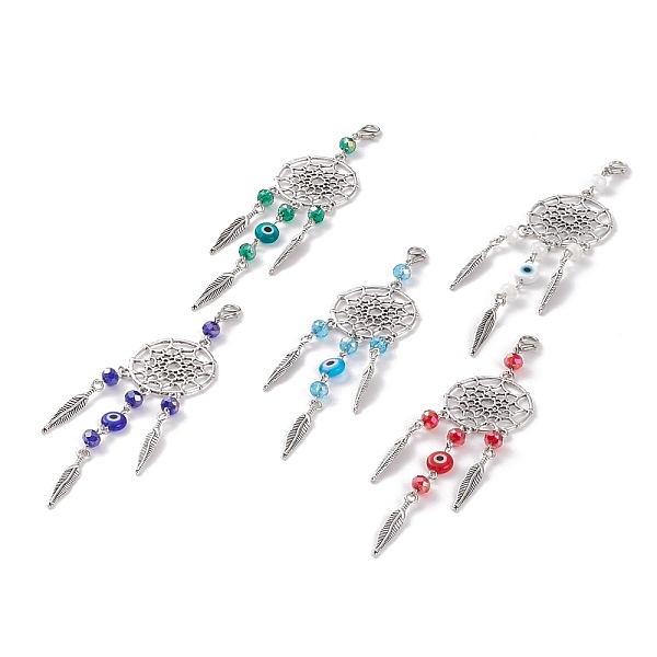 PandaHall Tibetan Style Alloy Pendants, with Glass Bead and Lobster Claw Clasp, Woven Net/Web with Feather & Evil Eye, Antique Silver, Mixed..., Multicolor
PandaHall Tibetan Style Alloy Pendants, with Glass Bead and Lobster Claw Clasp, Woven Net/Web with Feather & Evil Eye, Antique Silver, Mixed..., Multicolor