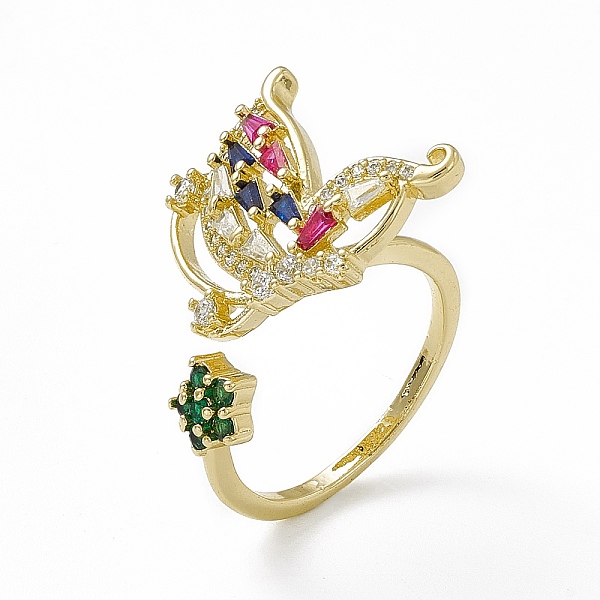 PandaHall Colorful Cubic Zirconia Butterfly with Flower Open Cuff Ring, Rack Plating Brass Jewelry for Women, Cadmium Free & Lead Free, Real...
PandaHall Colorful Cubic Zirconia Butterfly with Flower Open Cuff Ring, Rack Plating Brass Jewelry for Women, Cadmium Free & Lead Free, Real...