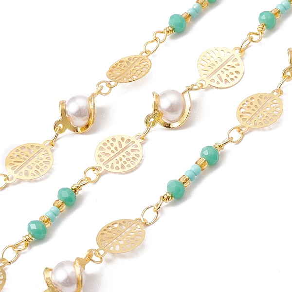 PandaHall Handmade Eco-friendly Brass Flat Round & Round Link Chain, with Glass Pearl & Seed Beaded, Real 18K Gold Plated, Lead Free &..., Cyan
PandaHall Handmade Eco-friendly Brass Flat Round & Round Link Chain, with Glass Pearl & Seed Beaded, Real 18K Gold Plated, Lead Free &..., Cyan