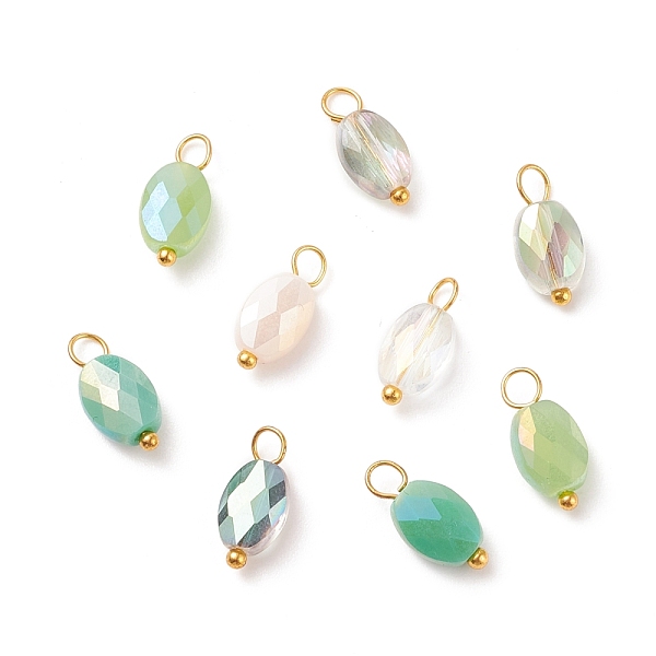 PandaHall Electroplate Glass Pendants, with Golden Plated Brass Loops, Faceted, Oval, Yellow Green, 13~14x6~6.5x4~4.5mm, Hole: 2~3mm...
PandaHall Electroplate Glass Pendants, with Golden Plated Brass Loops, Faceted, Oval, Yellow Green, 13~14x6~6.5x4~4.5mm, Hole: 2~3mm...