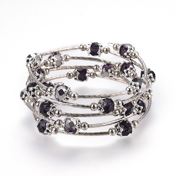 PandaHall Five Loops Faceted Glass Wrap Bracelets, with Brass Tube Beads and Iron Beads, Indigo, 2-1/4 inch(5.7cm) Glass Purple
PandaHall Five Loops Faceted Glass Wrap Bracelets, with Brass Tube Beads and Iron Beads, Indigo, 2-1/4 inch(5.7cm) Glass Purple