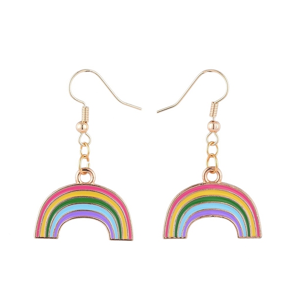 PandaHall Dangle Earrings, with Alloy Enamel Pendants and Brass Earring Hooks, Rainbow, Golden, 40mm Brass
PandaHall Dangle Earrings, with Alloy Enamel Pendants and Brass Earring Hooks, Rainbow, Golden, 40mm Brass