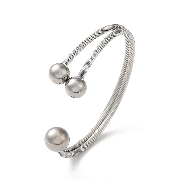 PandaHall 304 Stainless Steel Round Ball Cuff Bangles, Stainless Steel Color, Inner Diameter: 2-1/2x2-1/8 inch(6.5x5.4cm) 304 Stainless...
PandaHall 304 Stainless Steel Round Ball Cuff Bangles, Stainless Steel Color, Inner Diameter: 2-1/2x2-1/8 inch(6.5x5.4cm) 304 Stainless...