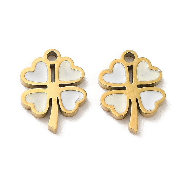PandaHall Ion Plating(IP) 316L Surgical Stainless Steel Charms, with Enamel, Real 18K Gold Plated, Clover Charm, White, 10.5x8x1.5mm, Hole...
PandaHall Ion Plating(IP) 316L Surgical Stainless Steel Charms, with Enamel, Real 18K Gold Plated, Clover Charm, White, 10.5x8x1.5mm, Hole...