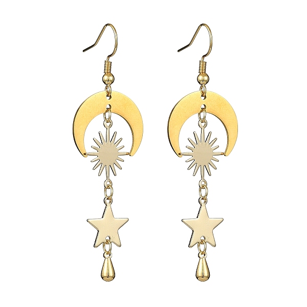 PandaHall Brass Star & Moon & Sun Dangle Earrings for Women, Golden, 65x19.5mm Brass Star
PandaHall Brass Star & Moon & Sun Dangle Earrings for Women, Golden, 65x19.5mm Brass Star