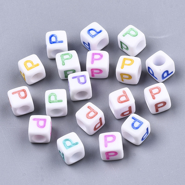PandaHall Opaque White Acrylic Beads, with Enamel, Horizontal Hole, Cube with Mixed Color Letter, Letter.P, 6x6x6mm, Hole: 3mm, about..., Multicolor
PandaHall Opaque White Acrylic Beads, with Enamel, Horizontal Hole, Cube with Mixed Color Letter, Letter.P, 6x6x6mm, Hole: 3mm, about..., Multicolor