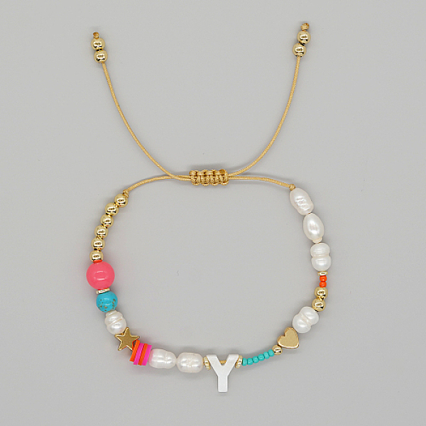 PandaHall Initial Letter Natural Pearl Braided Bead Bracelet, Adjustable Bracelet, Letter Y, 11 inch(28cm) Pearl Letter Y
PandaHall Initial Letter Natural Pearl Braided Bead Bracelet, Adjustable Bracelet, Letter Y, 11 inch(28cm) Pearl Letter Y