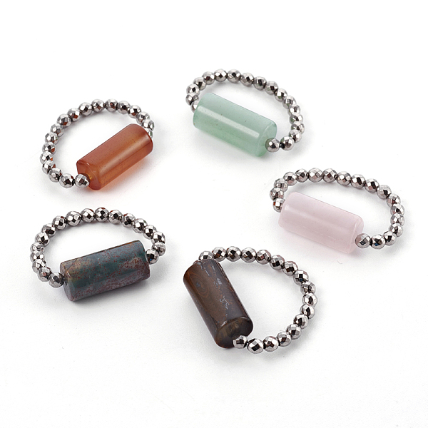 PandaHall Natural Mixed Gemstone Stretch Rings, with Electroplate Non-magnetic Synthetic Hematite Beads, Column, US Size 14(23mm) Mixed...
PandaHall Natural Mixed Gemstone Stretch Rings, with Electroplate Non-magnetic Synthetic Hematite Beads, Column, US Size 14(23mm) Mixed...