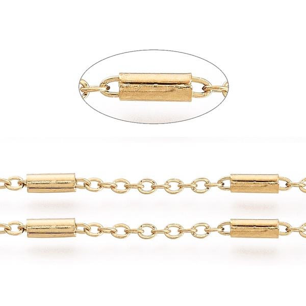 PandaHall 3.28 Feet Ion Plating(IP) 304 Stainless Steel Cable Chains, with Tube Beads, Soldered, Flat Oval, Golden, Tube Beads: 54x28mm...
PandaHall 3.28 Feet Ion Plating(IP) 304 Stainless Steel Cable Chains, with Tube Beads, Soldered, Flat Oval, Golden, Tube Beads: 54x28mm...