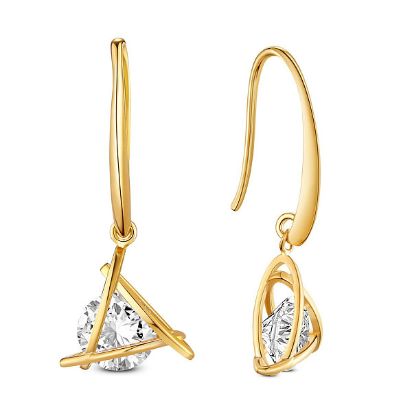 PandaHall SHEGRACE 925 Sterling Silver Dangle Earrings, with Grade AAA Cubic Zirconia, Triangle, Clear, Golden, 31.5mm Sterling Silver Clear
PandaHall SHEGRACE 925 Sterling Silver Dangle Earrings, with Grade AAA Cubic Zirconia, Triangle, Clear, Golden, 31.5mm Sterling Silver Clear