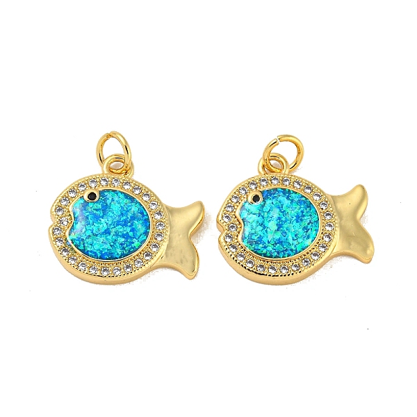 PandaHall Brass Micro Pave Cubic Zirconia with Synthetic Opal Pendants, with Jump Ring, Real 18K Gold Plated, Fish, Fish, 15.5x17.5x3.5mm...
PandaHall Brass Micro Pave Cubic Zirconia with Synthetic Opal Pendants, with Jump Ring, Real 18K Gold Plated, Fish, Fish, 15.5x17.5x3.5mm...