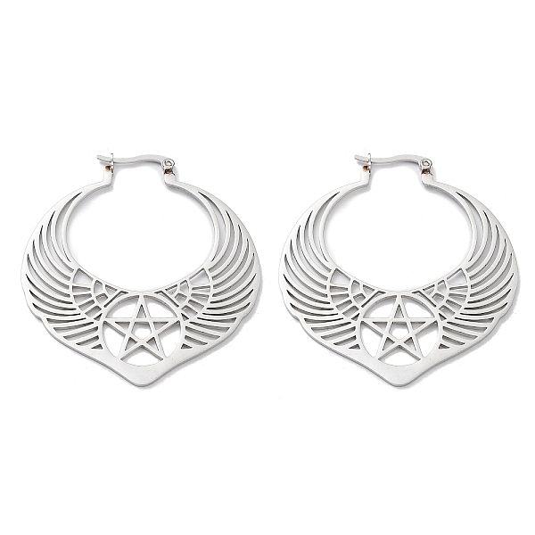 PandaHall 304 Stainless Steel Wing with Star Hoop Earrings for Women, Stainless Steel Color, 52.5x48x1~2mm 304 Stainless Steel Wing
PandaHall 304 Stainless Steel Wing with Star Hoop Earrings for Women, Stainless Steel Color, 52.5x48x1~2mm 304 Stainless Steel Wing