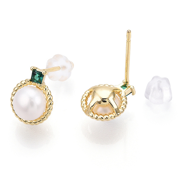 PandaHall Natural Pearl Stud Earrings with Cubic Zirconia, Brass Round Earrings with 925 Sterling Silver Pins, Cadmium Free & Nickel Free &...
PandaHall Natural Pearl Stud Earrings with Cubic Zirconia, Brass Round Earrings with 925 Sterling Silver Pins, Cadmium Free & Nickel Free &...