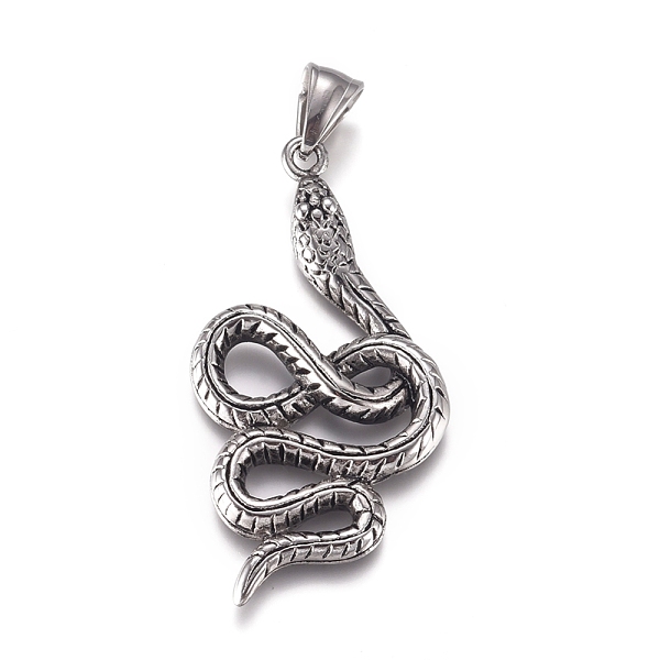 PandaHall Fashionable Retro Halloween Jewelry 304 Stainless Steel Snake Pendants, Antique Silver, 51x26x4mm, Hole: 4x8mm 304 Stainless Steel...
PandaHall Fashionable Retro Halloween Jewelry 304 Stainless Steel Snake Pendants, Antique Silver, 51x26x4mm, Hole: 4x8mm 304 Stainless Steel...