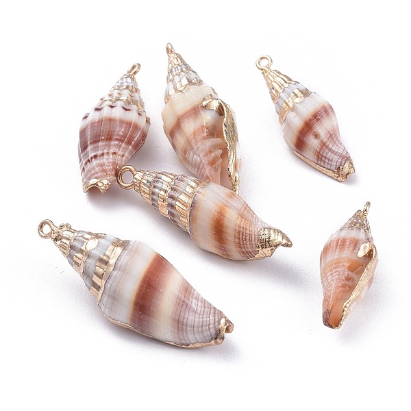 PandaHall Electroplate Spiral Shell Pendants, with Brass Findings, Golden, Camel, 29~51x11~17x9.5~15mm, Hole: 1.8mm Spiral Shell Shell Shape..., Brown
PandaHall Electroplate Spiral Shell Pendants, with Brass Findings, Golden, Camel, 29~51x11~17x9.5~15mm, Hole: 1.8mm Spiral Shell Shell Shape..., Brown