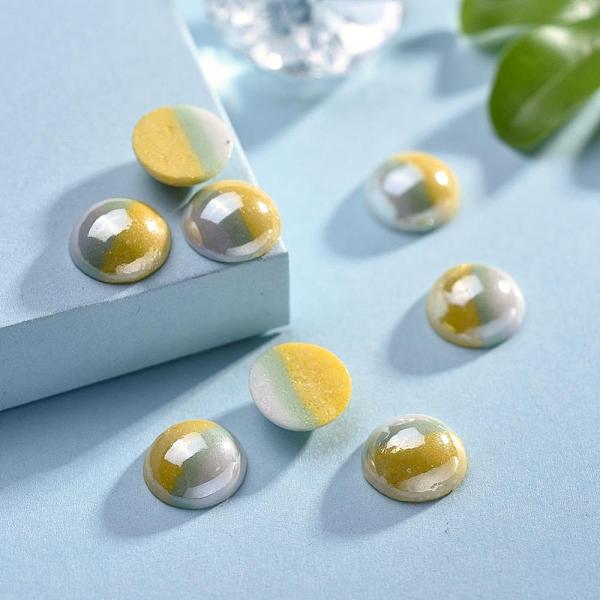PandaHall Opaque Glass Cabochons, Stripe Pattern, Tri-color Stripe, Half Round, Colorful, 9.5~10x3.5mm Glass Half Round
PandaHall Opaque Glass Cabochons, Stripe Pattern, Tri-color Stripe, Half Round, Colorful, 9.5~10x3.5mm Glass Half Round