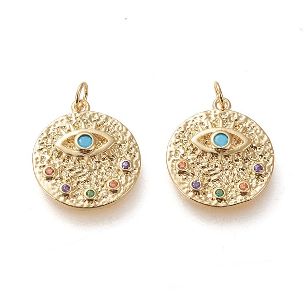 PandaHall Brass Micro Pave Cubic Zirconia Hammered Pendants, with Jump Rings, Long-Lasting Plated, Flat Round with Eye, Colorful, Real 18K...
PandaHall Brass Micro Pave Cubic Zirconia Hammered Pendants, with Jump Rings, Long-Lasting Plated, Flat Round with Eye, Colorful, Real 18K...