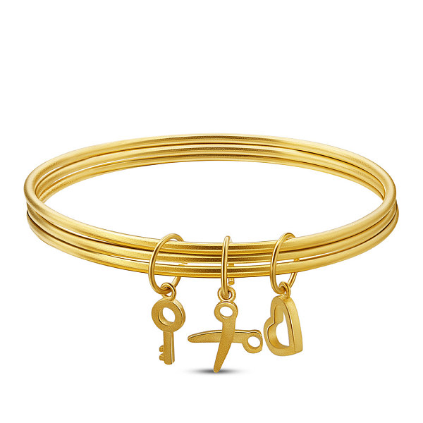 PandaHall SHEGRACE Brass Charm Bangles, Heart & Key & Scissors, Real 24K Gold Plated, 2-3/8 inch(6cm) Brass
PandaHall SHEGRACE Brass Charm Bangles, Heart & Key & Scissors, Real 24K Gold Plated, 2-3/8 inch(6cm) Brass