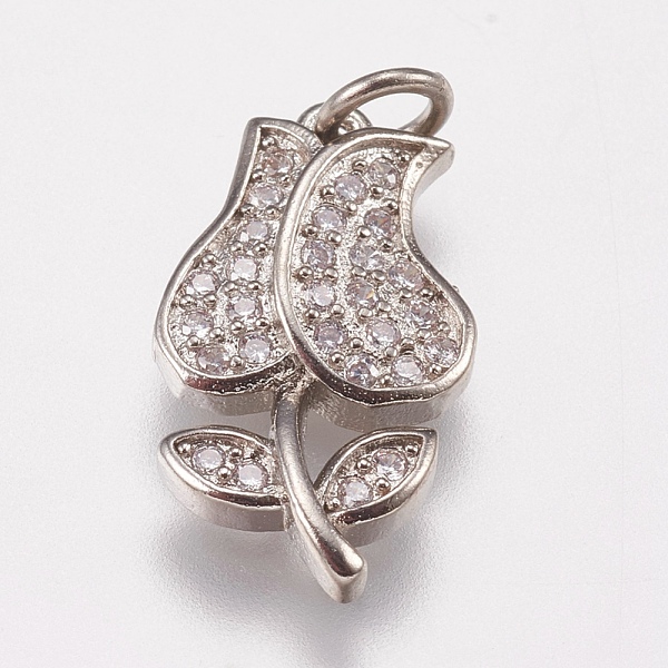 PandaHall Brass Micro Pave Cubic Zirconia Charms, Rose, Platinum, 15x9x2.5mm, Hole: 2mm Brass+Cubic Zirconia Flower Clear
PandaHall Brass Micro Pave Cubic Zirconia Charms, Rose, Platinum, 15x9x2.5mm, Hole: 2mm Brass+Cubic Zirconia Flower Clear